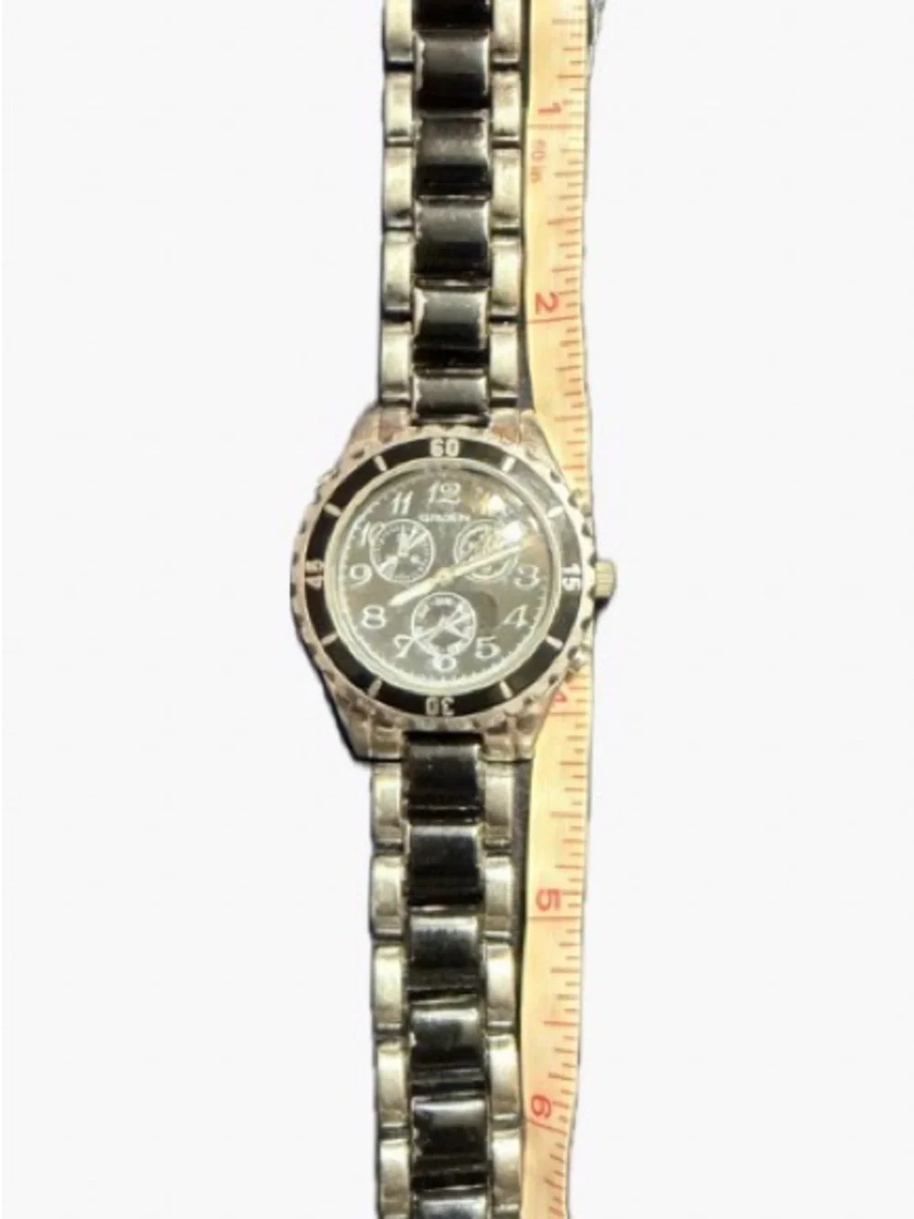 Women’s Silver and Black Stainless Steel Chronograph Watch